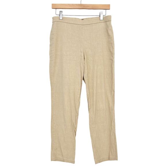 Theory Tan Linen Blend Pull On Eco Crunch Pants Sz 4 - Picture 1 of 5